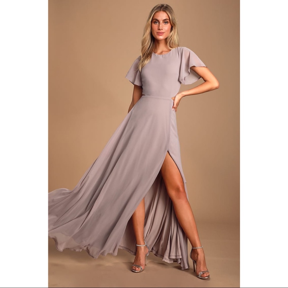 Garden Bliss Dusty Lavender Cutout Maxi Dress